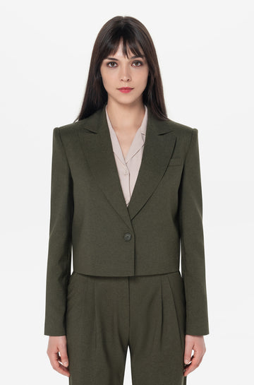Oversize-Fit Single-Breasted Cropped Blazer
