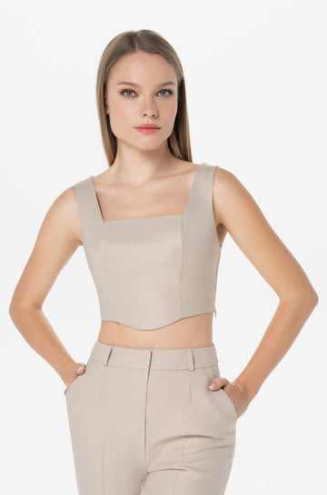 Slim-Fit Square Neck Cropped Top