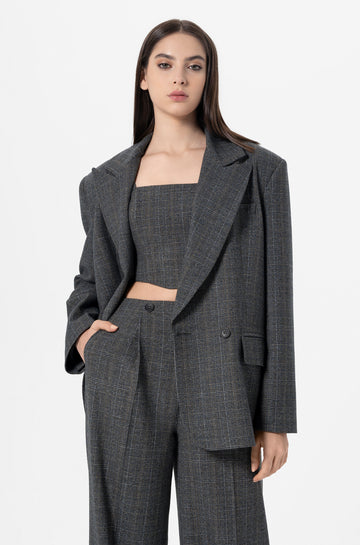 Double-Breasted Oversize Blazer in Brushed Crepe